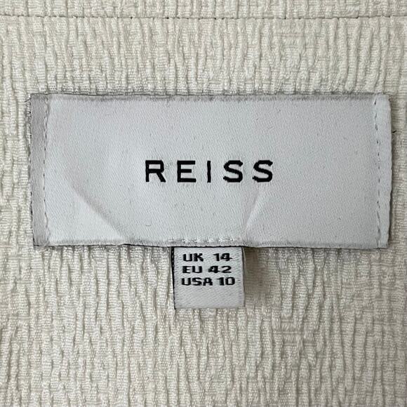Reiss Blazer Womens Size 10 Cream Textured Knit Quiet Luxury Minimaist Preppy - Picture 13 of 15